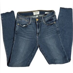Frame Denim Le High Skinny Jeans with Stepped Raw Hem Size 26 EUC